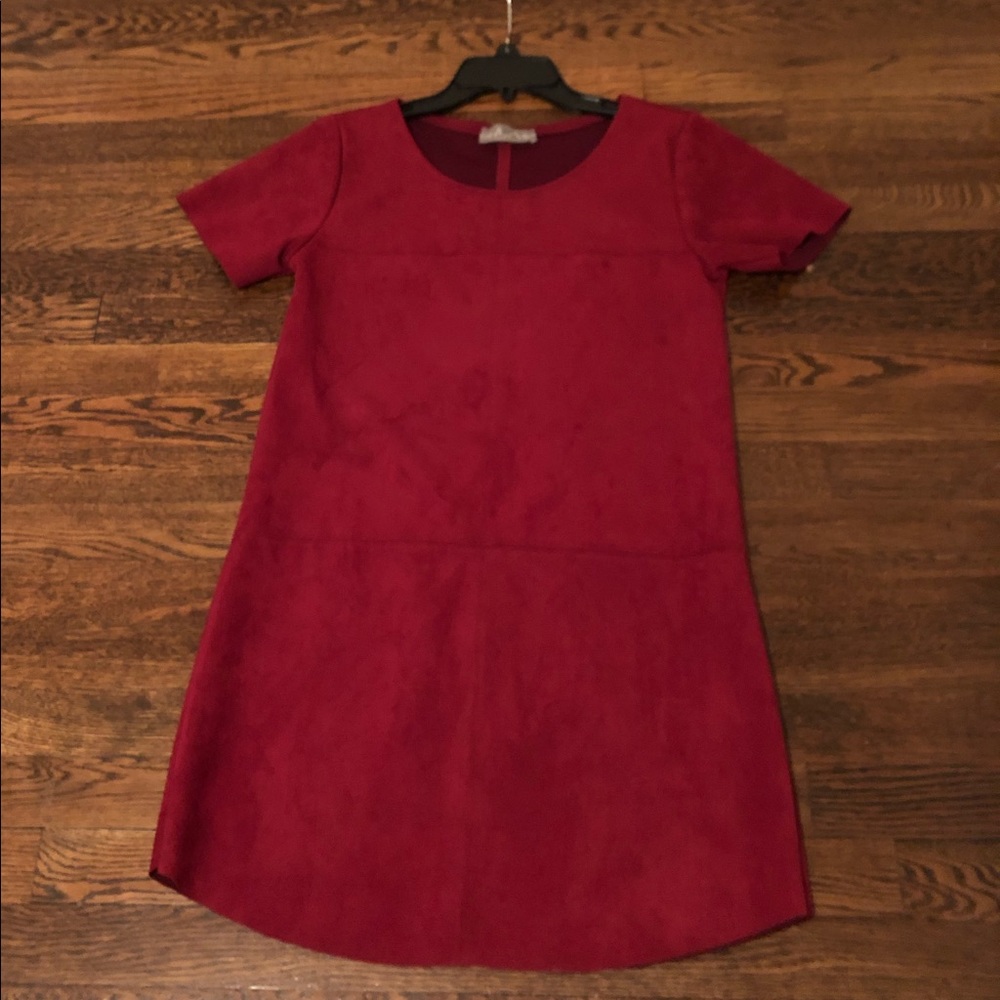 Burgundy/Garnet Suede Shift Dress